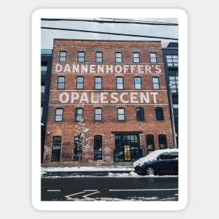 "Dannenhoffer's Opalescent" former factory building Sticker